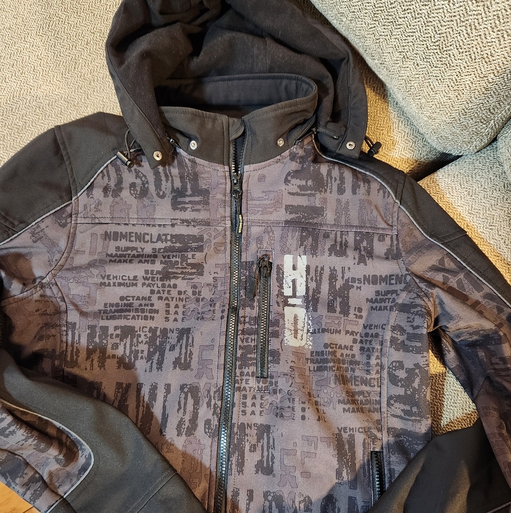 Black and Gray Hooded Jacket Harley Davidson